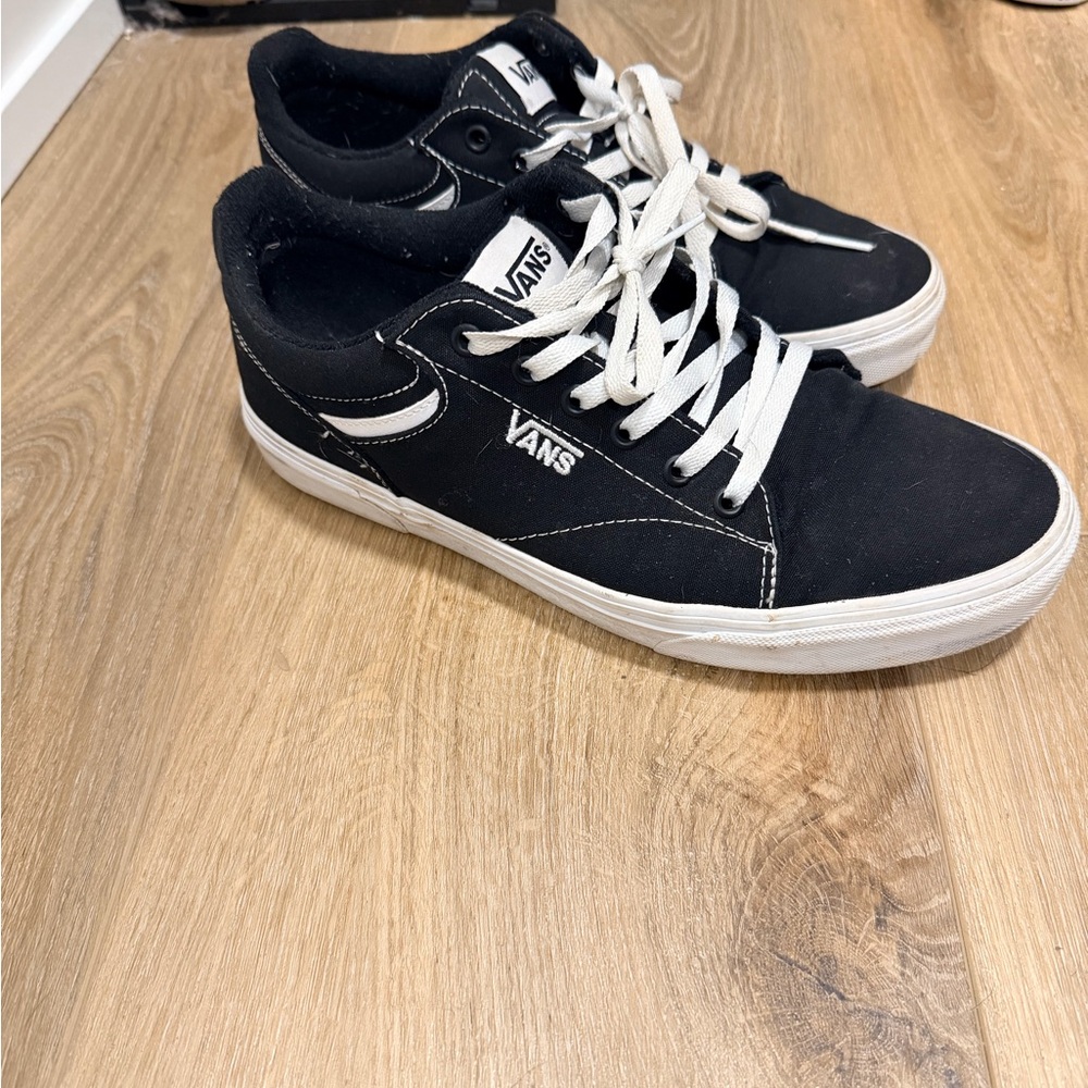 Vans Classic Black Canvas Shoes with White Details